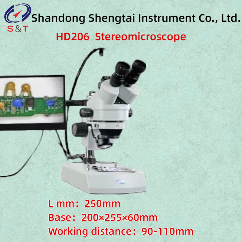 HD206 Three Observation Head 360 ° Rotating Stereoscopic Microscope Working distance 90-110mm