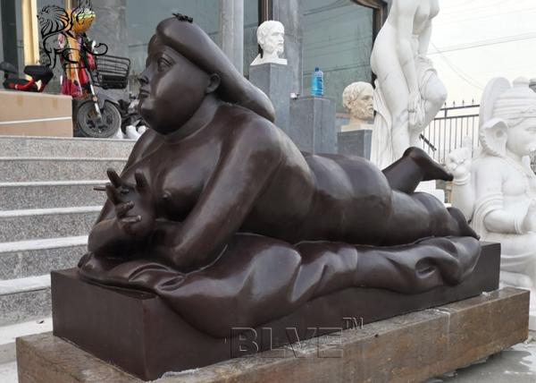 BLVE Bronze Fat Woman Lady Sculpture Fernando Botero Statue Life Size Modern Art