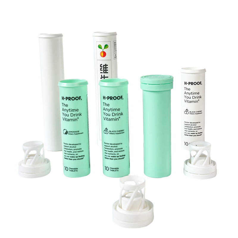 Personal Care Effervescent Tablets Packaging Tubes with Desiccant Cap and Custom Logo
