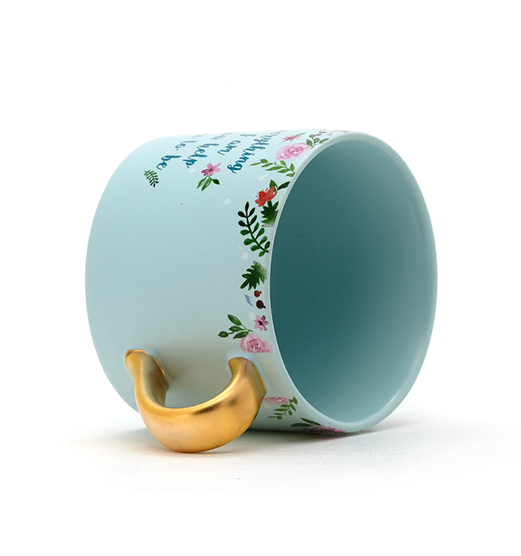 Lovely Mothers Day Crockery Elegant Design Mom Gift Ceramic Mug Coffee With Gold Handle