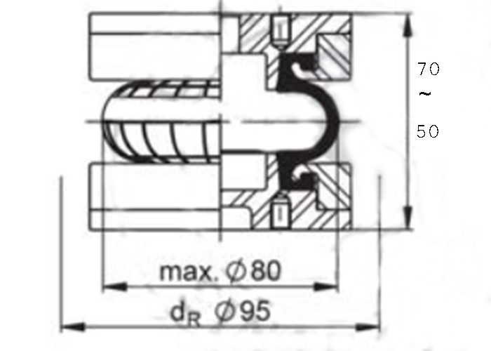 Suspension Single Convoluted Air Spring 70mm-50mm Contitech Industrial Bellows Actuator FS22-3 DI Small