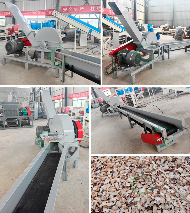 37KW Forestry Wood Chipper Machine With Feed Conveyor Produces 25-35mm Chips