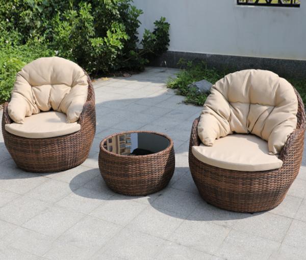 CE BSCI Glass Top Coffee Table Cushions Patio Furniture Sofa Set Furniture