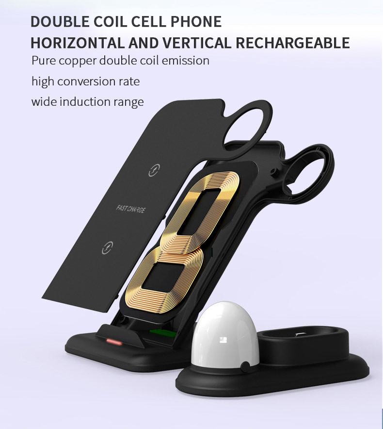 Desktop 4 In 1 15W Multi Function Wireless Charger Night Light Station