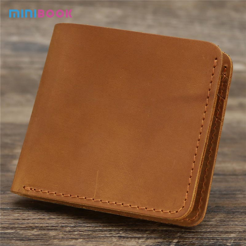 GENUINE LEATHER Vintage Style Card Holder Clip Wallet with Multi Function Minibook