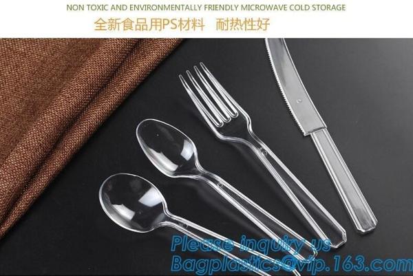 Disposable Flatware Set-Heavyweight Plastic Cutlery 100 Forks, 100 Spoons, 100