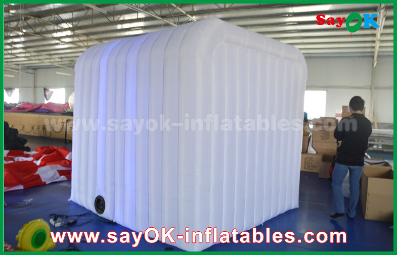 Inflatable Party Tent White Inflatable Event Photo Booth With RGB Led Light / Two Doors