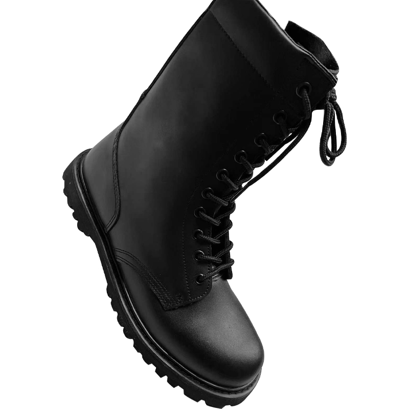 Logo Up-lace Long Cowhide Leather Safety Boots with Hard Toecap and Smashing Rubber Sole Sizes 36-47