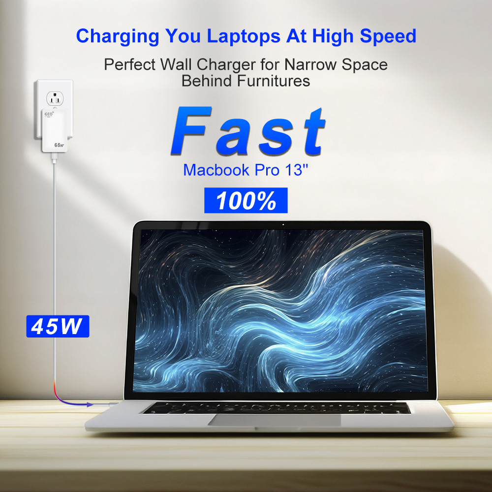 15V 3A GaN PD45W Fast Charger USB A Type C Adapter Charger Dual Port