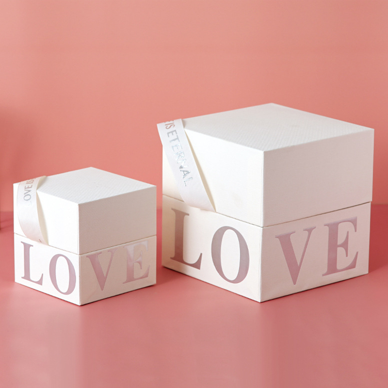 Portable Xmas Packaging Boxes Paper Lid for Valentines Gift 10x10x10
