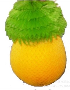 Paper apples, bananas and oranges