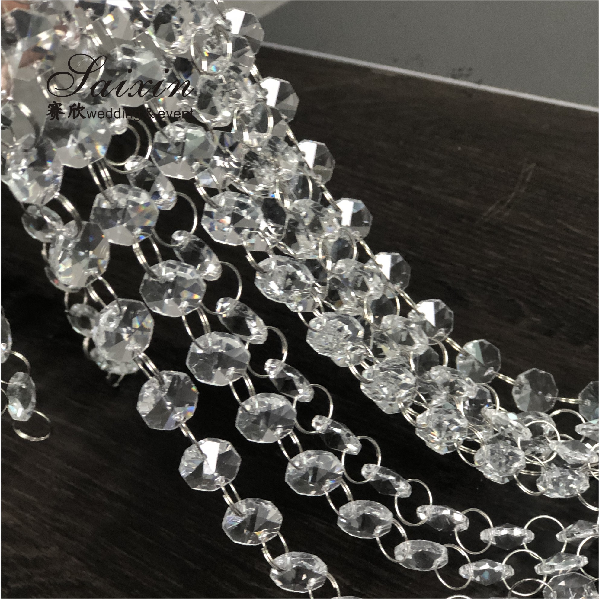 Crystal Bead String Curtain Glass Christmas Decoration Hanging Wire For Events