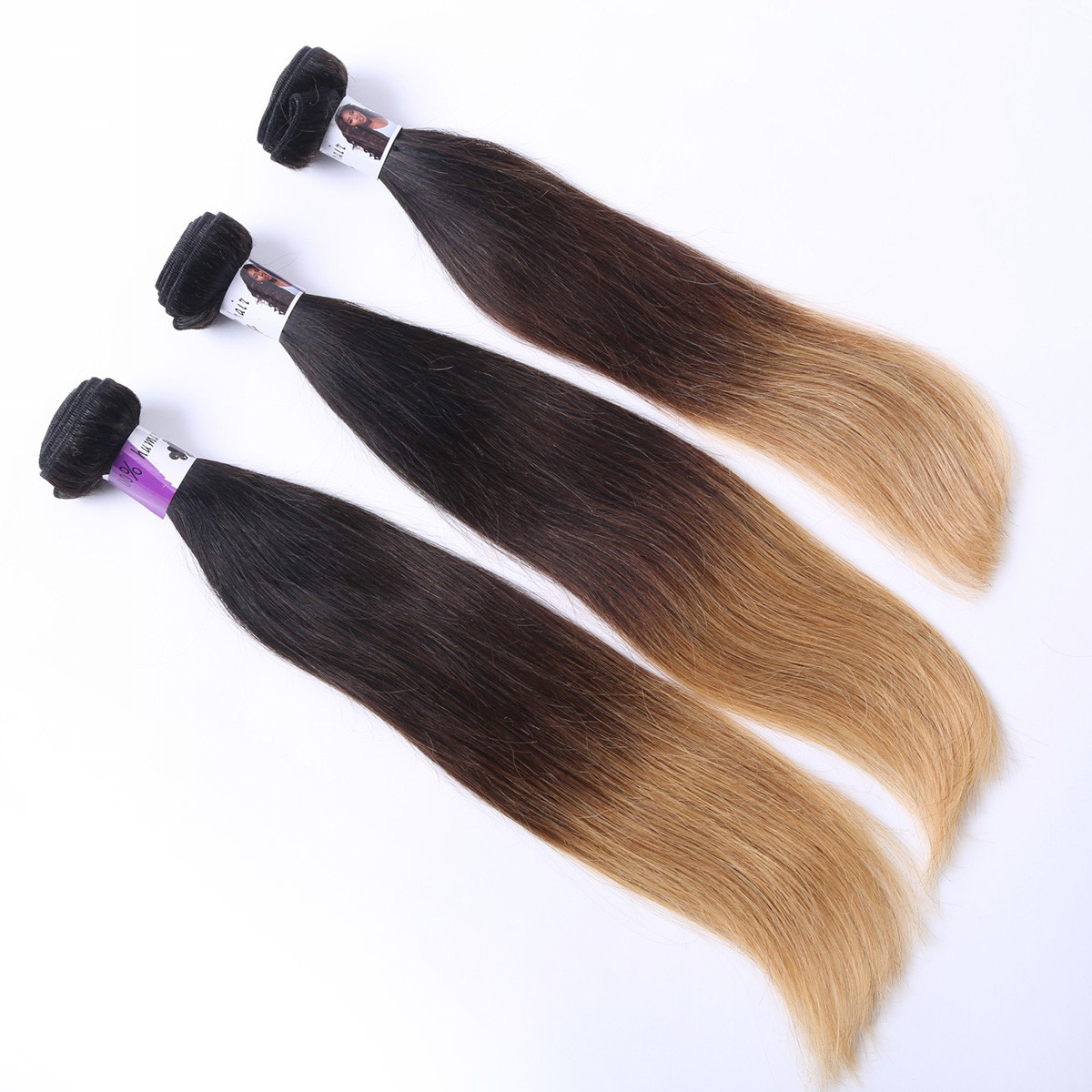 Wholesle Human Hair Extension Ombre 3 Color Thick Hair Unproduced Peruvian Hair Weft