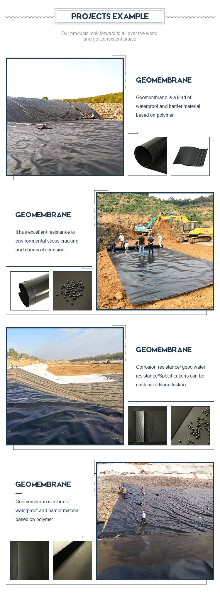 7mm 8mm Geomembrane Pond Dam Liner Black Plastic For Fish Farm