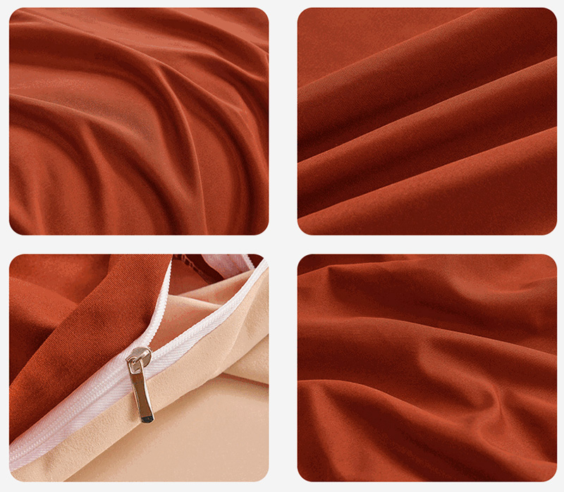 Contrast Color 4 Pcs Microfiber Bedding Set Solid Green Duvet Cover for King Size Bed