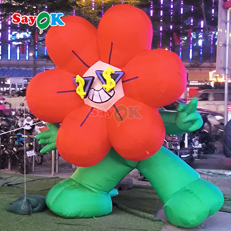 Customized Giant Lighting Inflatable Rich Flower For Advertising Decoration