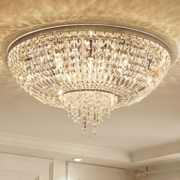 Crystal flush ceiling lights uk Round Shape For House Lighting Fixtures (WH-CA