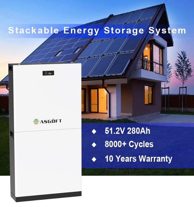 51.2V 280Ah 15kWh LiFePO4 Lithium Battery Stackable Bms 10kWh 20kWh Pv Storage