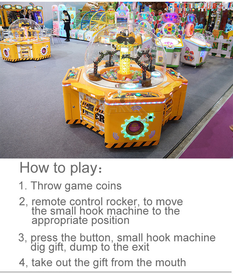 Kids Candy Project Coin Operated Prize Game Machine Excavator Digging Ball