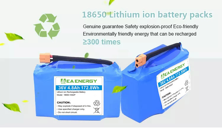 36V 4.8Ah 172.8Wh Electric Scooter Battery Pack Customized Impedance