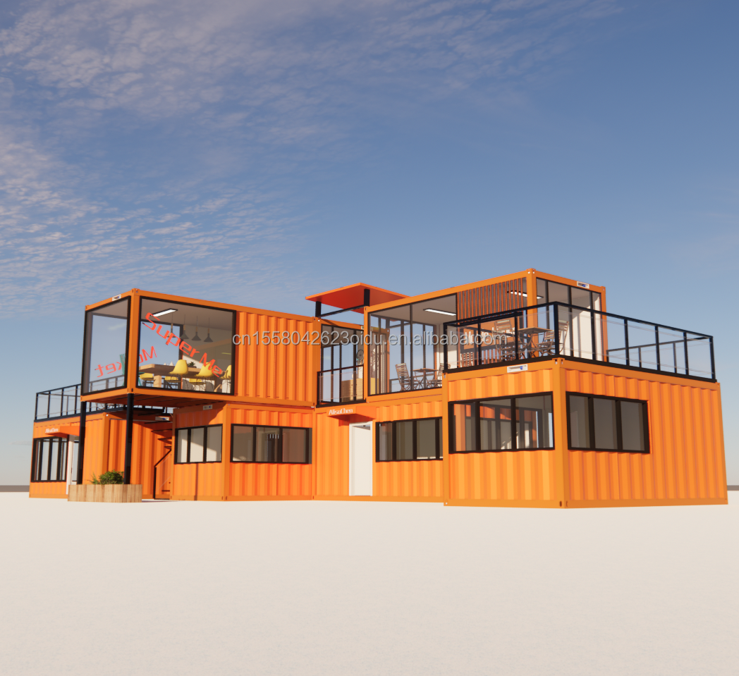 Prefab Modular 3 Bedroom House Galvanized Steel Square Tubes 20ft or 40ft Ready-Made Tiny Cabin Kit Set
