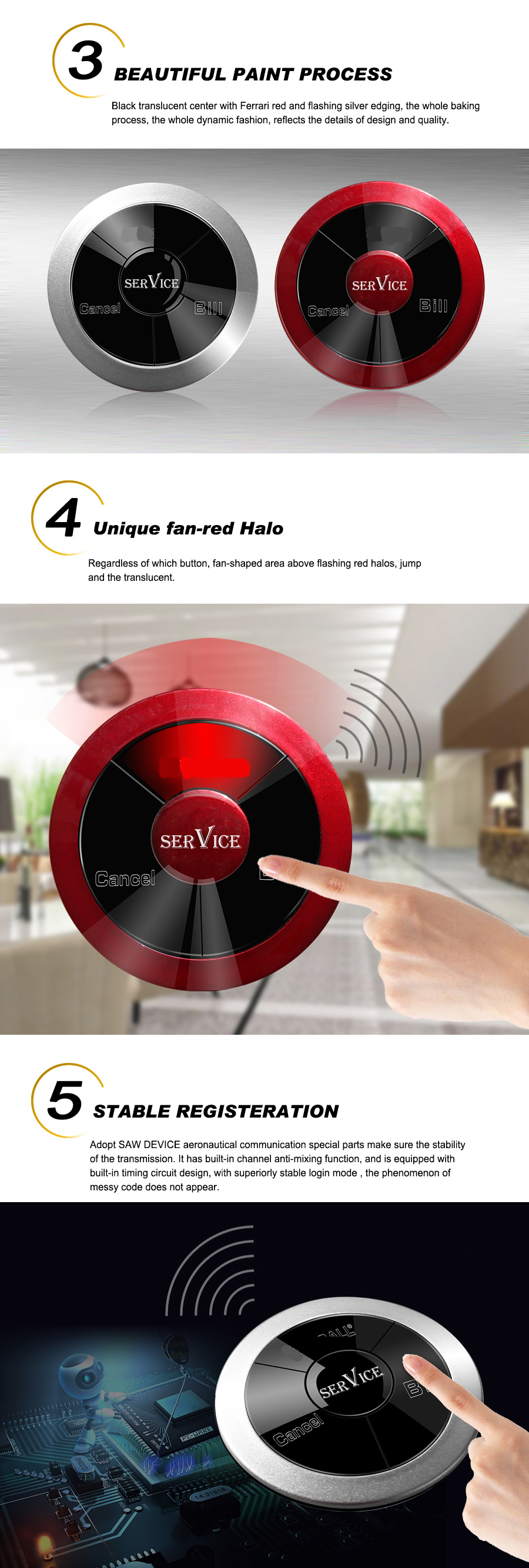 smart wireless restaurant table call waiter paging system long range receiver pager