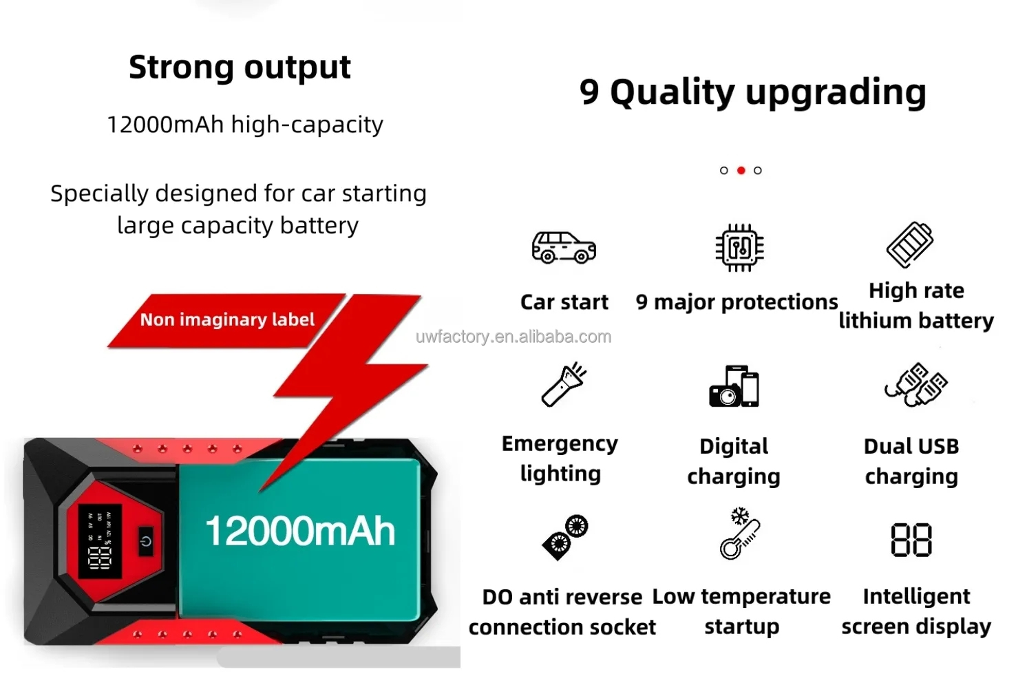 12v Portable Jump Starter For Rechargeable Batteries 28000mAh Multi-Function Power Bank With AC400V Rated Output Voltage