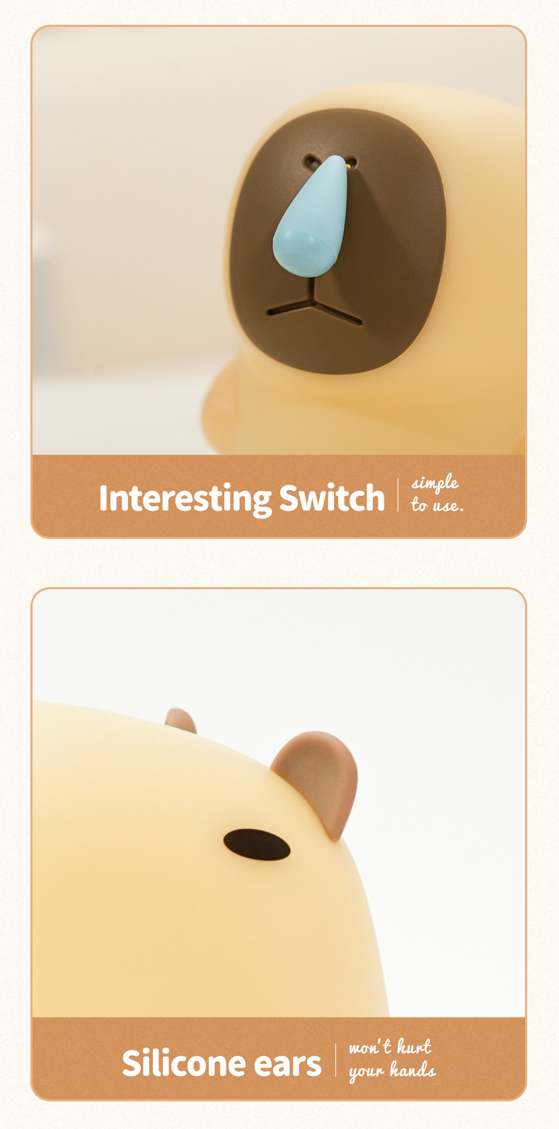 Creative Room Decoration LED Snottybara Night Light USB Rechargeable Cartoon Animal Nursery Silicone Lamp