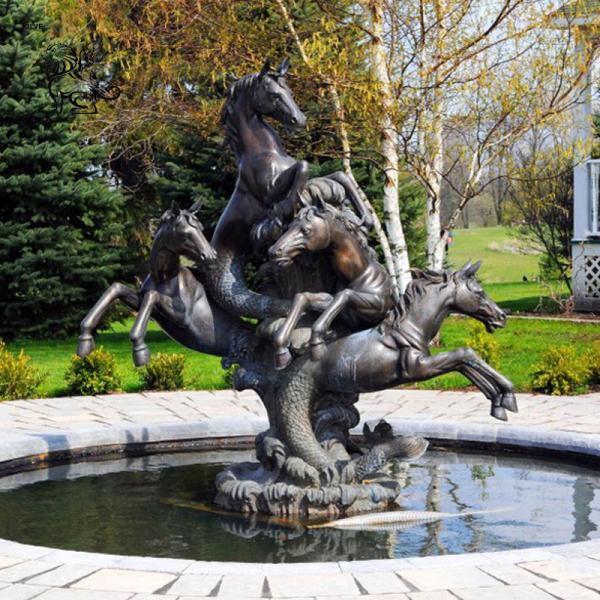 BLVE Life Size Fishtail Horse Bronze Pool Water Fountain Metal Animal Yard