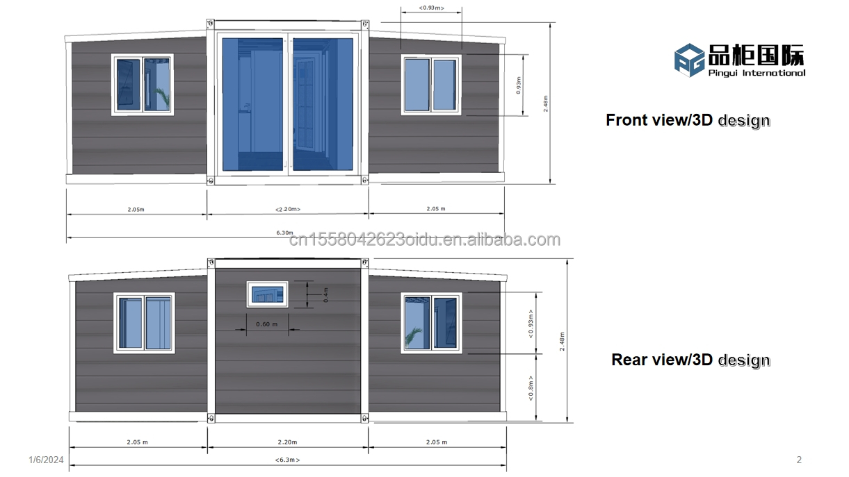 Modern 20ft Prefabricated Australia Foldable Mobile Homes Modular Extendable Container House with 3D Model/CAD Drawings