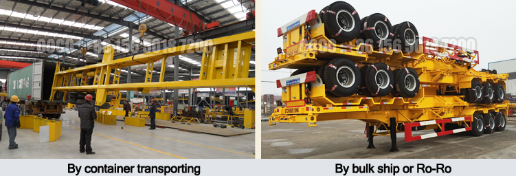 13000X2500X3090 mm Steel 3 Axles Bi-Train Tandem Semi Trailer for Container Loading