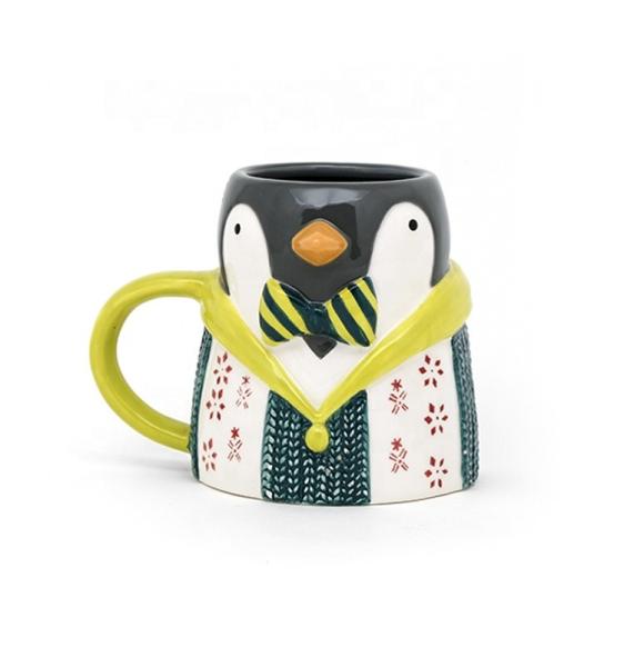 3D Animal Penguin Shaped Ceramic Milk Mugs Porcelain Christmas Gift With