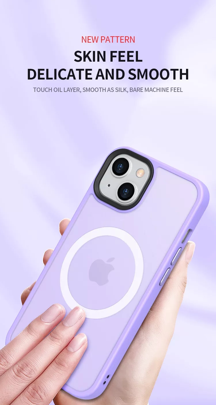 Iphone 14 Case With Frosted Magnetic Ring Metal Button Dustproof Shockproof Function