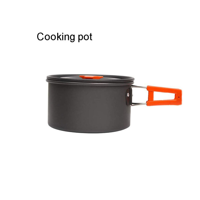 Stainless Steel Outdoor Cooking Set Rolled Edge Camping Cookware For 1-2 P