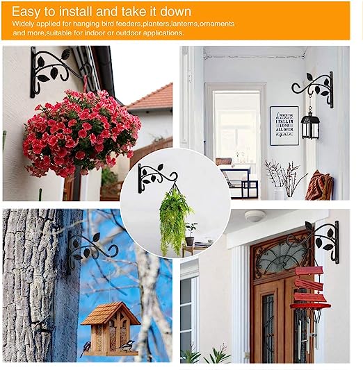 Carbon Steel Wall-Mounted Gardening Bracket Hook for Hanging Baskets and Bird Feeders
