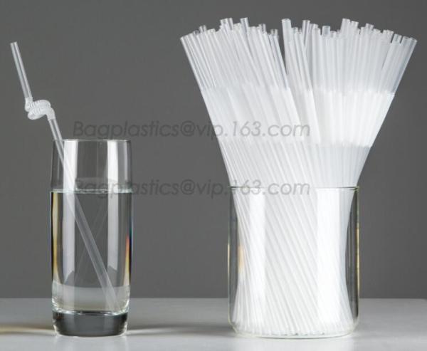 Disposable cute plastic white straight drinking straw, PLA individually wrapped