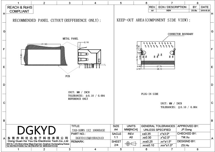 DGKYD112Q019DA2A1D Dual Port RJ45 Connector Ethernet Gigabit Filter 10P8C Interface Network Port Socket