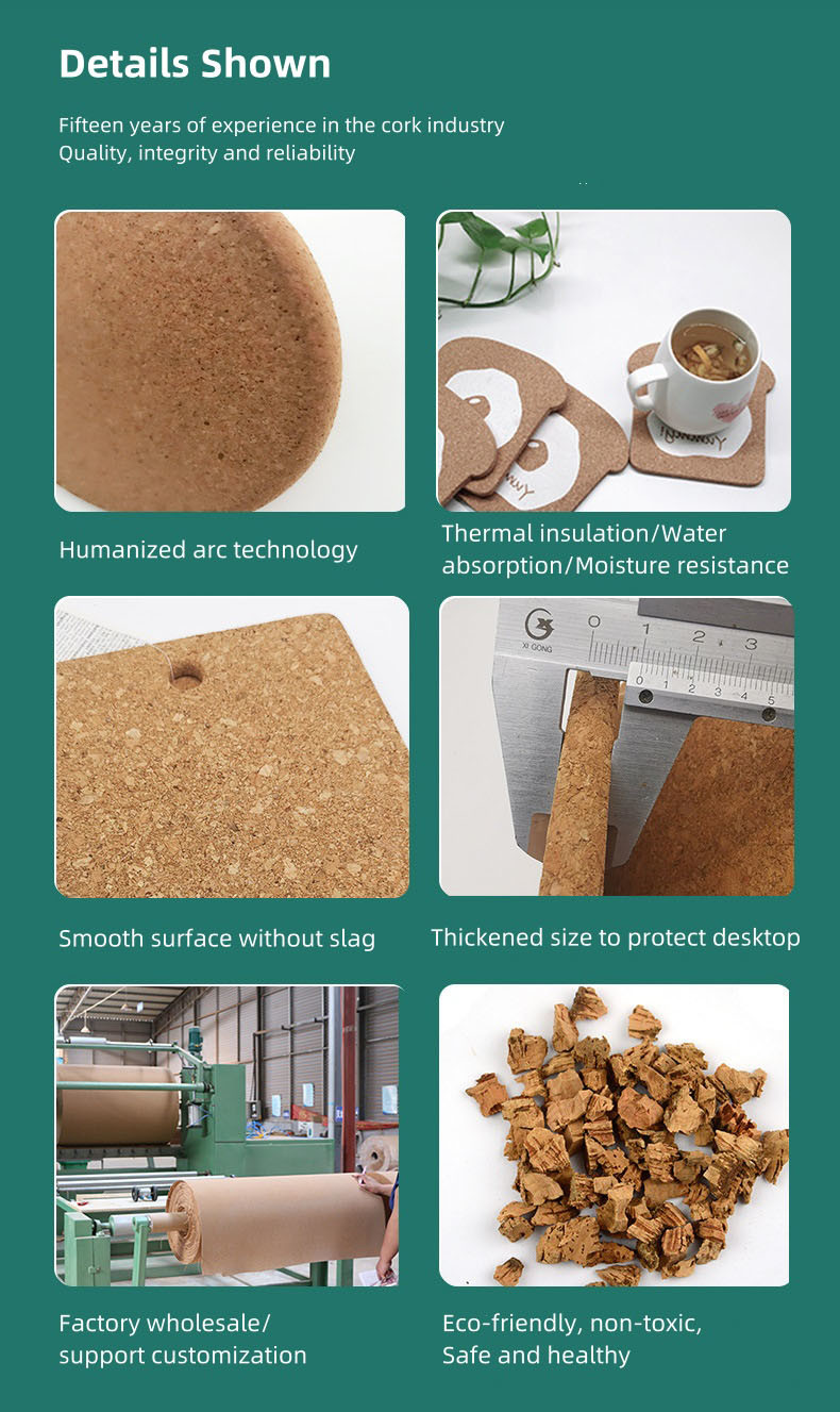 Rectangular Cork Placemats Heat Pads Table Mats Trivets Thermal Insulation