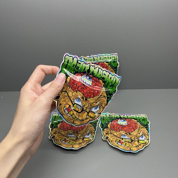 Holographic Mylar Packaging Bags 3.5g Child Resistant Die Cut Mylar Bags Custom