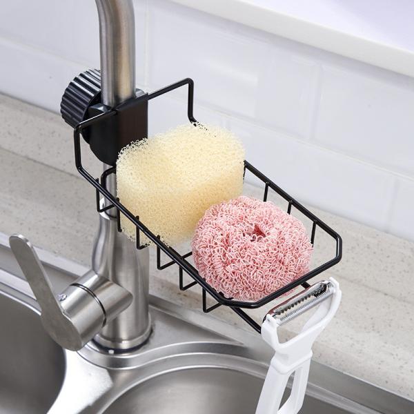Stainless Steel Faucet Rack Household Kitchen Dishwashing Sponge Drain Rack Sink