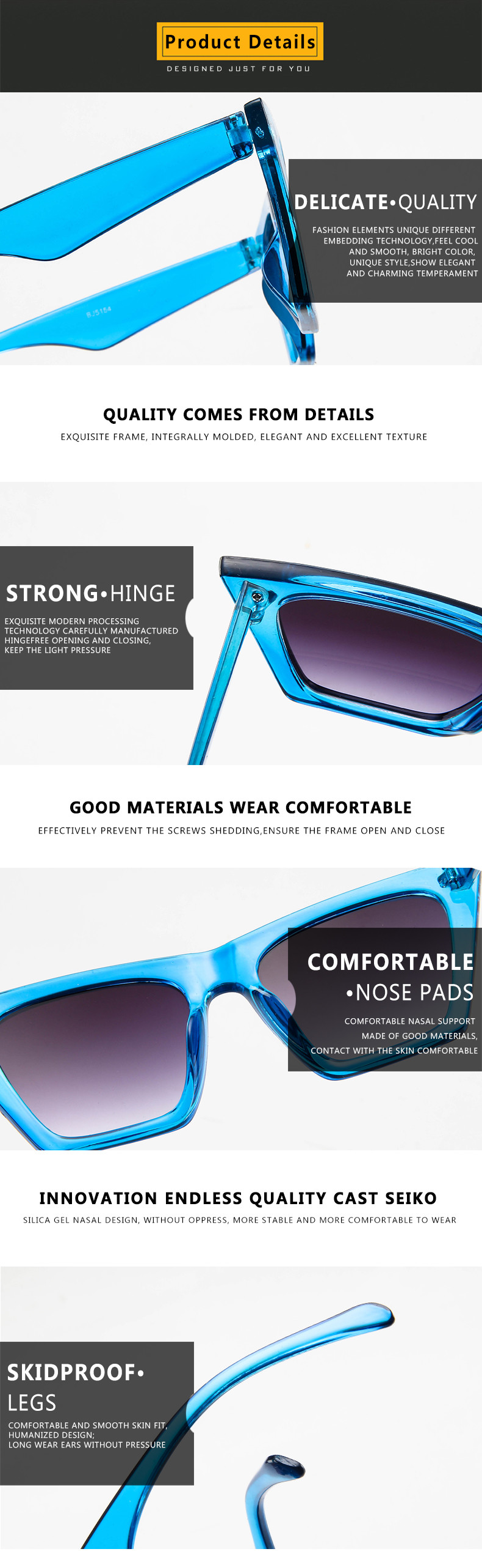 Retro Luxury Sunglasses BSCI Women'S Plastic Candy Color Glasses Outdoor Travel