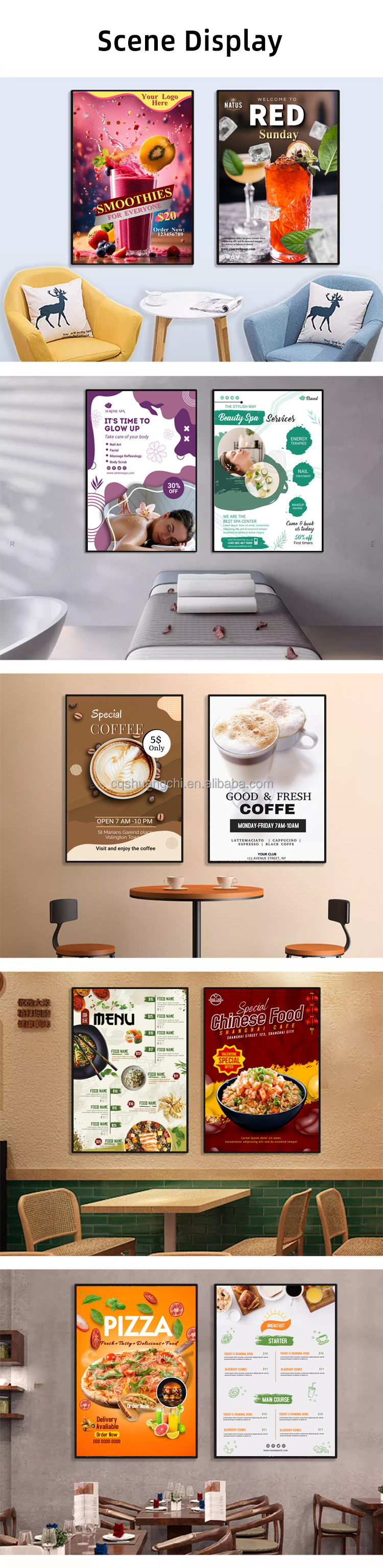Slim Magnetic Frame LED Light Box for Indoor Advertising Movie Posters A1 A2 A3 A4 A5