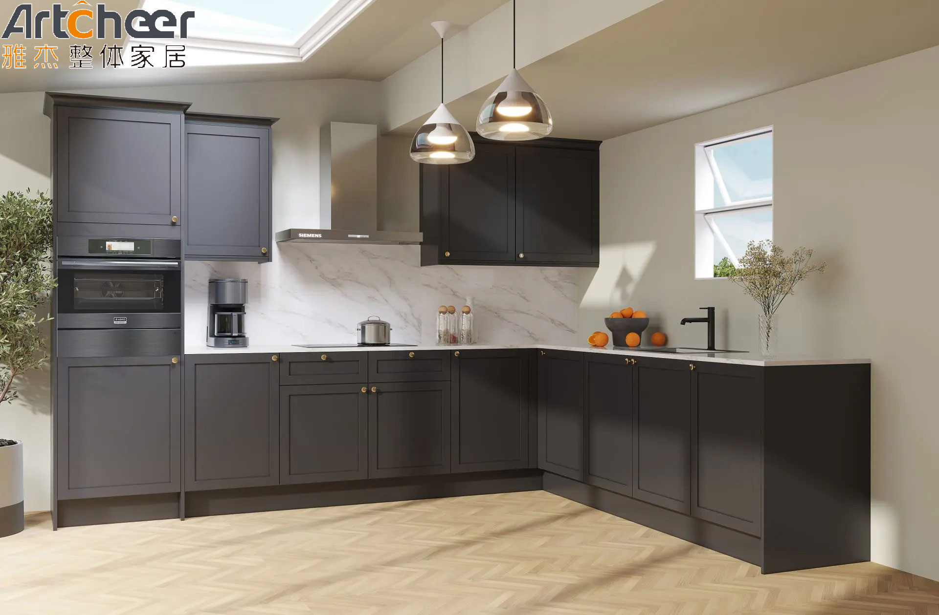 Solid Wood European Shaker Kitchen Cabinets with White Color and Super Susan Corner