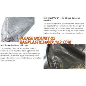 Waste Disposal Dumpster, Open Top Roll Off Drawstring Container Liners, Dumpster