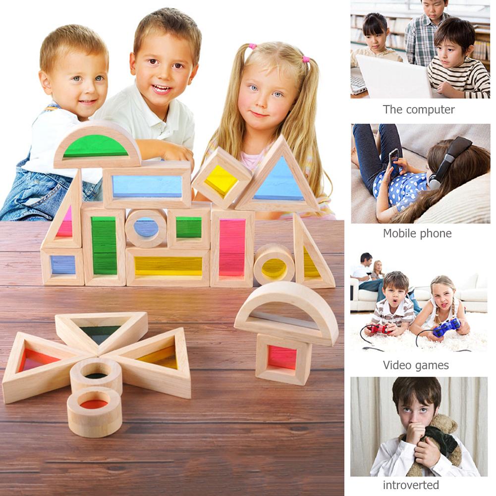 Acrylic Educational 24pcs Rainbow Building Blocks For Kids Gift