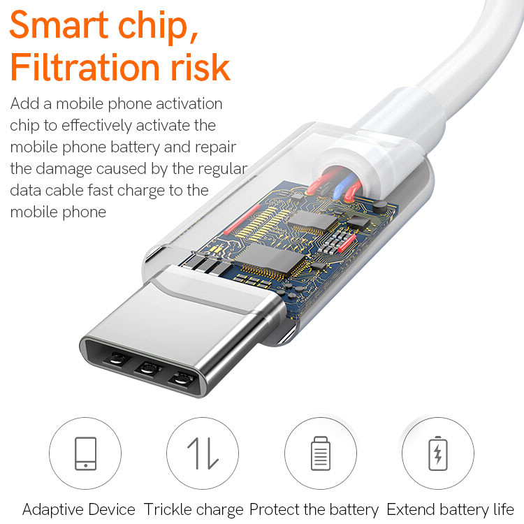 PVC USB Type C Charging Cable 1m 3A Type C Data Transfer Cable