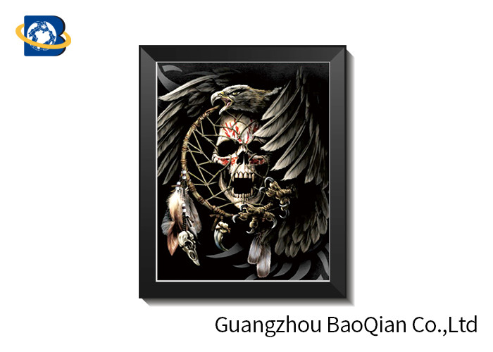ODM 3D Picture Lenticular Printing Skull With Frame Deep Effect 0.65 mm PET Material