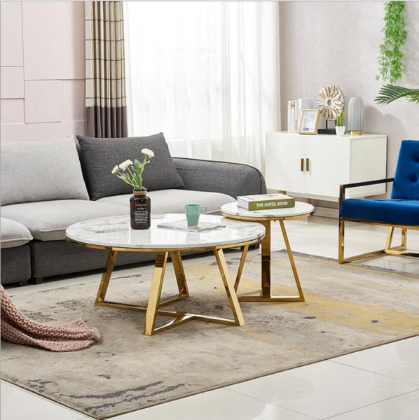 Hot selling Round Center Table Stainless Steel Base Marble Top Coffee Tape Side