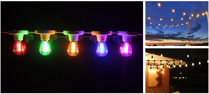 48FT 2W Hanging Vintage Light Bulb S14 Outdoor Bulb String Lights 120V 230V