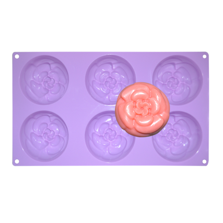 Anti Tear Handmade Silicone Soap Mold 6 Cavities Flowers Shape For Cake Decoration
